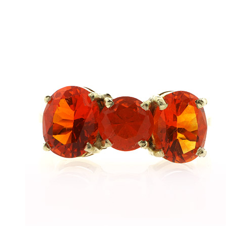 3 Stone Gold Fire Cherry Opal Ring
