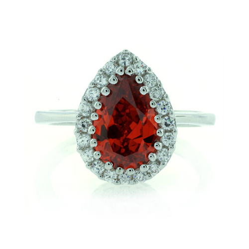 Silver Fire Cherry Opal Ring