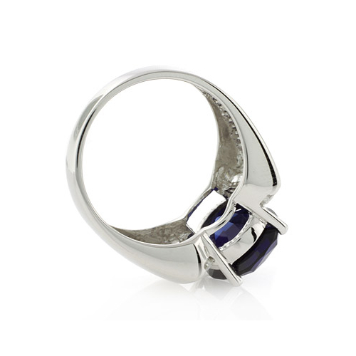 Oval Cut Blue Sapphire Sterling Silver Ring