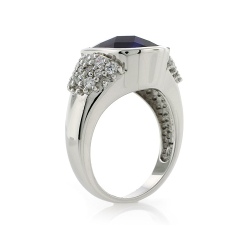 Sterling Silver Oval Cushion Cut Sapphire Ring
