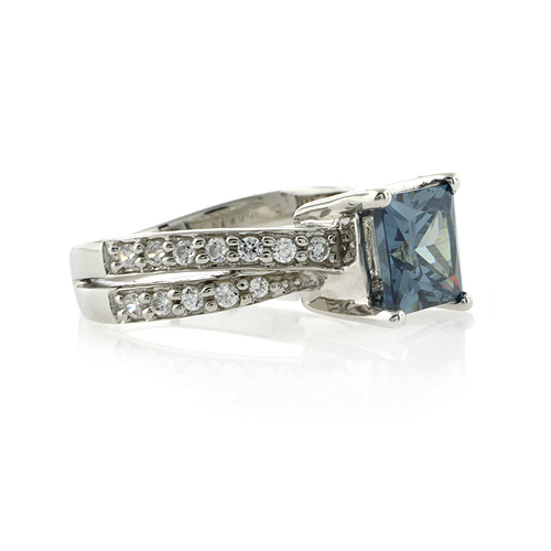 Alexandrite Square Silver Ring