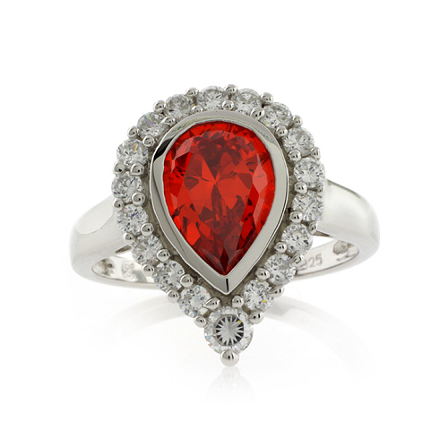 Fire Cherry Opal Silver Ring