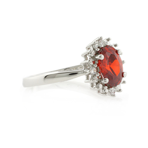Oval Cut Stone Fire Cherry Opal Ring