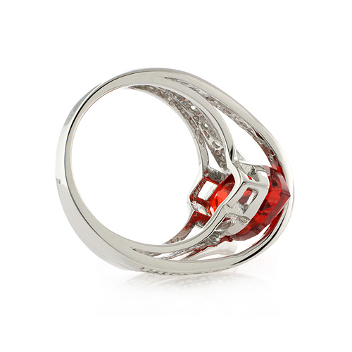 Mexican Marquise Cut Fire Cherry Opal Silver Ring