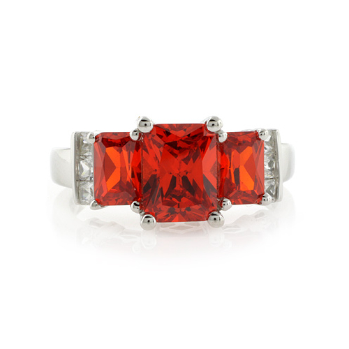 3 Stone Mexican Fire Cherry Opal Silver Ring