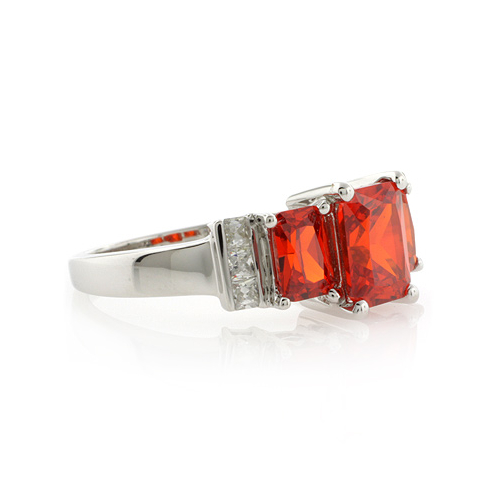 3 Stone Mexican Fire Cherry Opal Silver Ring