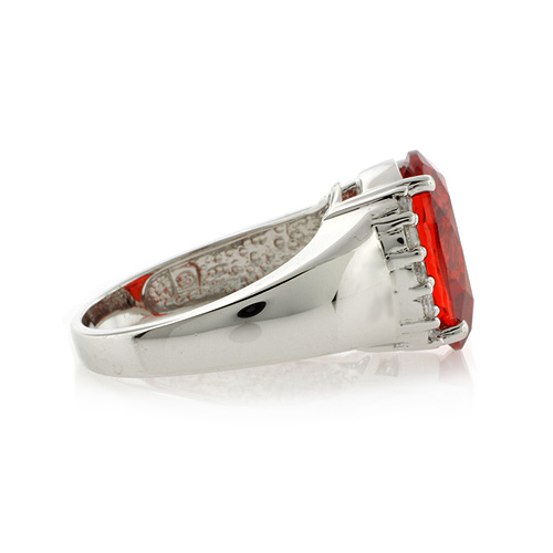 Huge Fire Cherry Opal Silver Ring