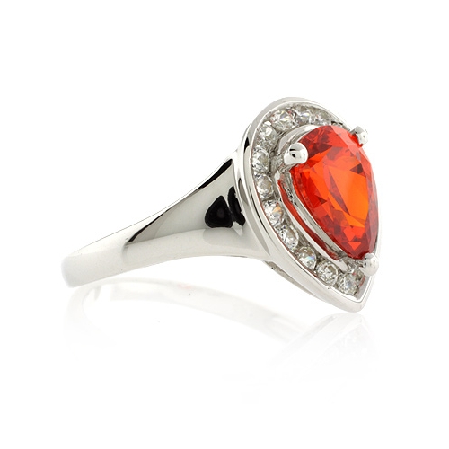 Pear Cut Mexican Fire Cherry Opal Ring