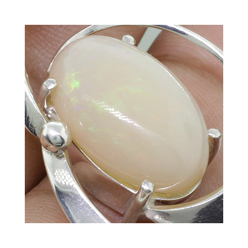 Milky Fire Opal Silver Pendant
