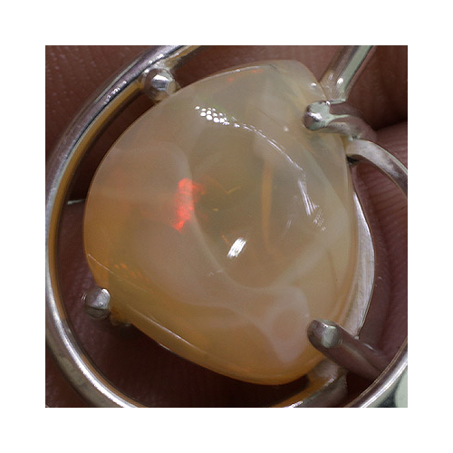 Genuine Mexican Fire Opal Silver Pendant 6 carat