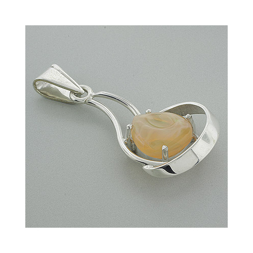 Genuine Mexican Fire Opal Silver Pendant 6 carat
