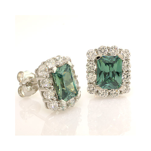 Square Alexandrite Fashion Silver Earrings