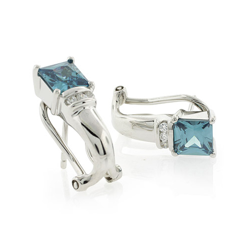 Alexandrite Silver Earrings with Omega Closure