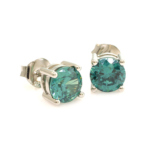 Solitaire Alexandrite Stud Silver Earrings