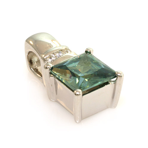 Square Cut Alexandrite Sterling Silver Pendant