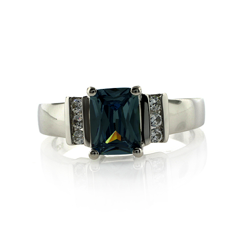 Beautiful Emerald Cut Alexandrite Sterling Silver Ring