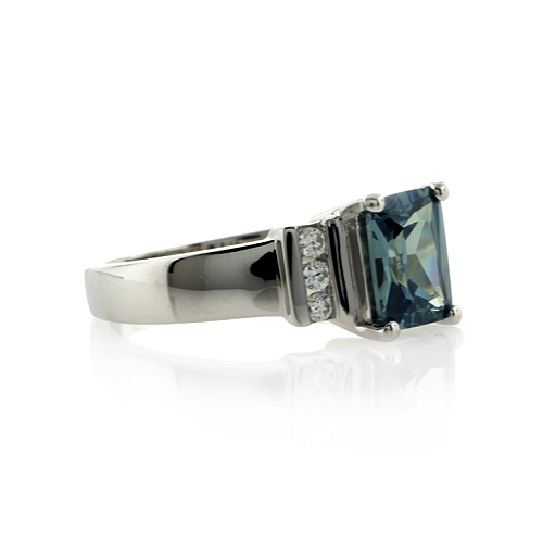 Beautiful Emerald Cut Alexandrite Sterling Silver Ring