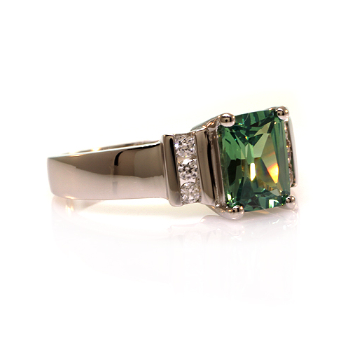 Beautiful Emerald Cut Alexandrite Sterling Silver Ring