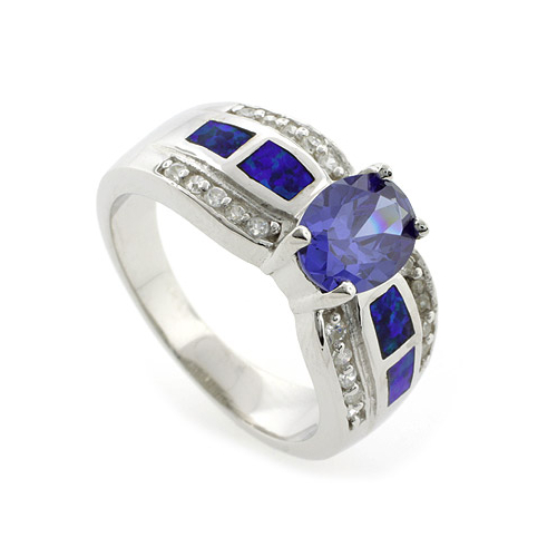 Enchanting Australian Opal Ring with Tanzanite