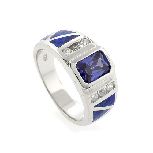 Australian Opal Ring with Tanzanite