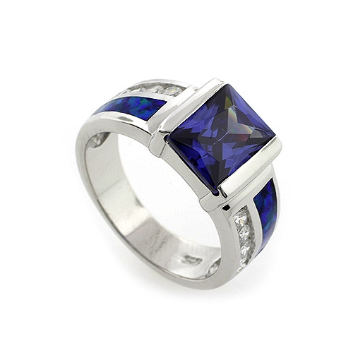 Australian Opal Ring with Tanzanite