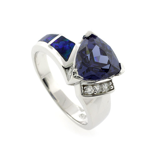 Australian Opal and Tanzanite Ring
