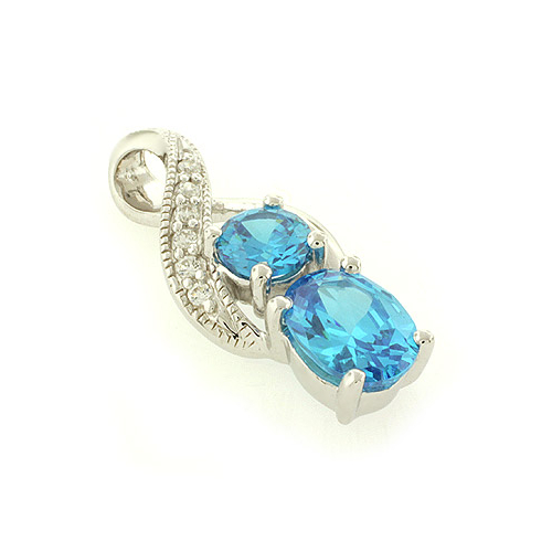 High Quality Blue Topaz Silver Pendant