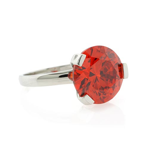 Solitaire Huge Fire Opal Silver Ring