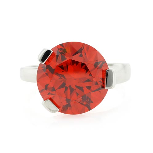 Solitaire Huge Fire Opal Silver Ring