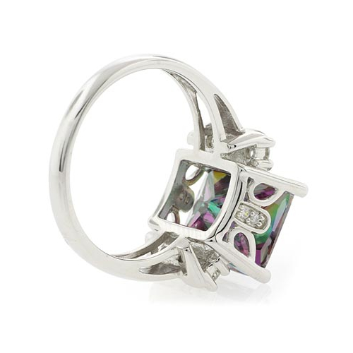 Emerald Cut Mystic Fire Topaz Ring