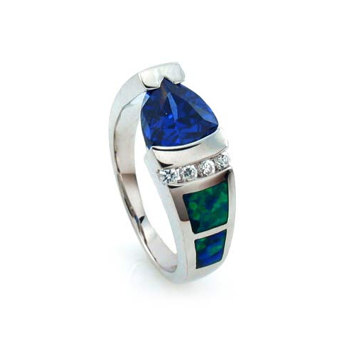Amazing Opal and Tanzanite Silver Ring