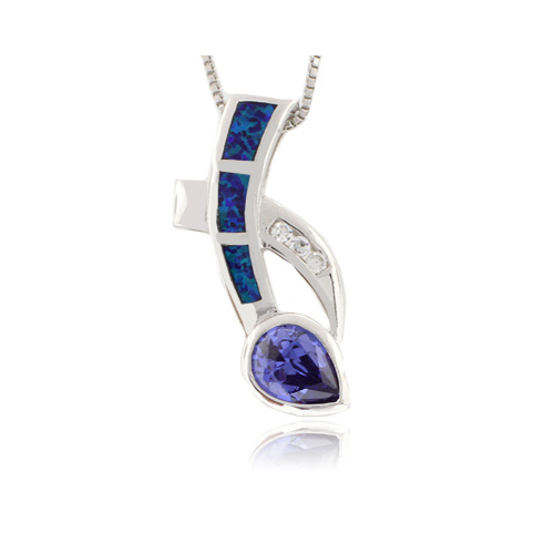 Australian Opal Pendant with Tanzanite
