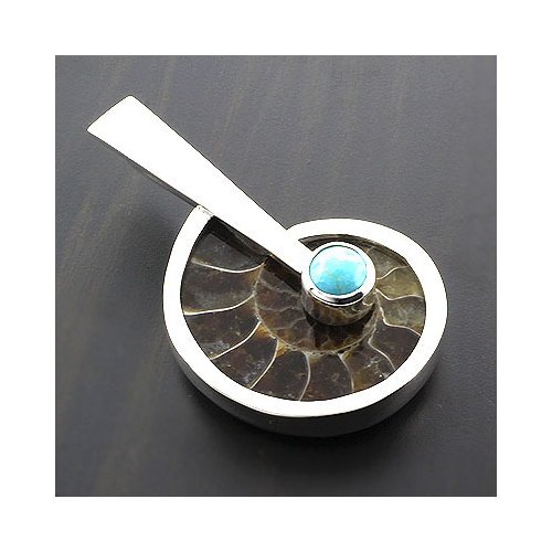 Genuine Fossil (Ammonite) Turquoise Pendant