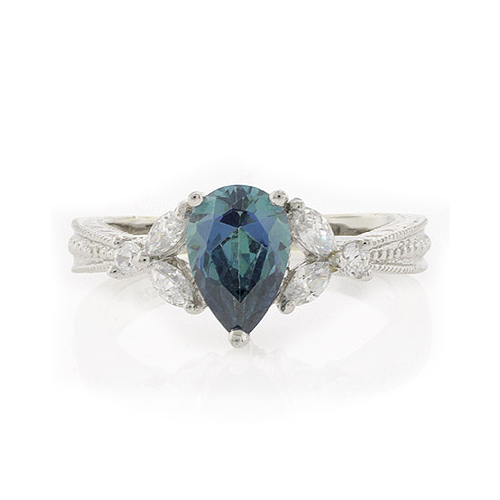 Blue Diamond Sterling Silver Ring