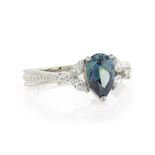 Blue Diamond Sterling Silver Ring