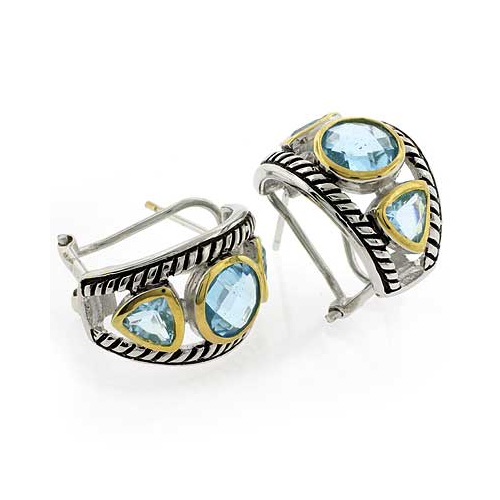 Beautiful Designer Inspired Blue Topaz Sterling Silver Earrings