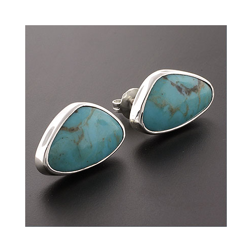 Triangular Turquoise Gemstone Silver Studs