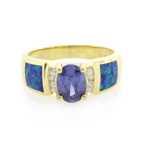 Tanzanite and Inlaid Opal Ring