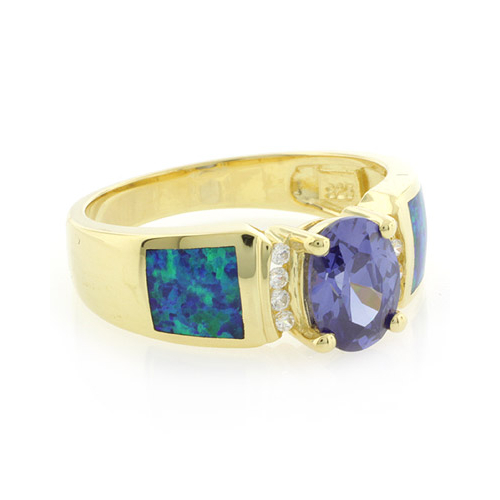 Tanzanite and Inlaid Opal Ring