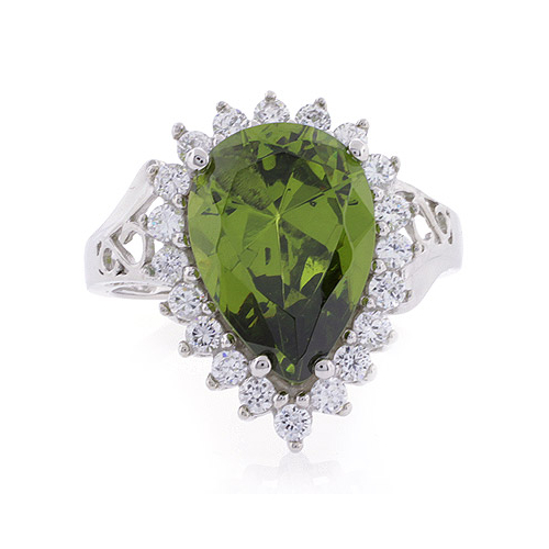 Sterling Silver Peridot Pear Cut Ring