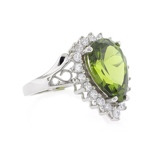 Sterling Silver Peridot Pear Cut Ring