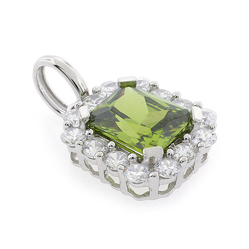 Emerald Cut Peridot Sterling Silver Pendant