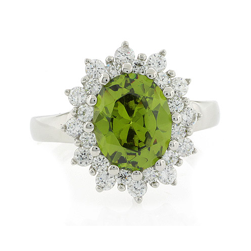 Princess Settings Peridot Silver Ring