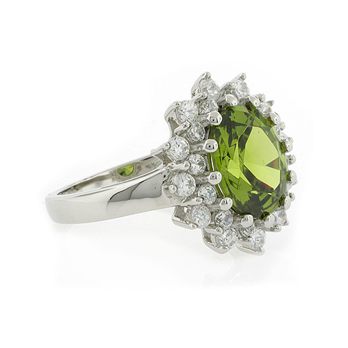 Princess Settings Peridot Silver Ring