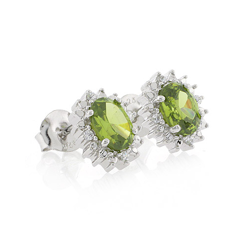 Peridot Very Elegant Fashion Silver Earrings