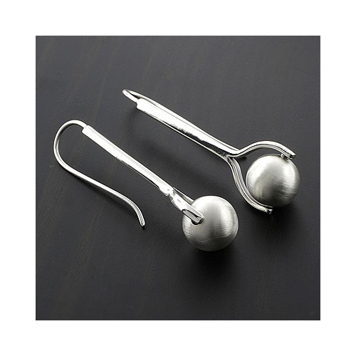 White Ball Silver Earrings