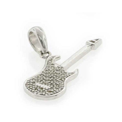 Genuine Diamonds Silver Guitar