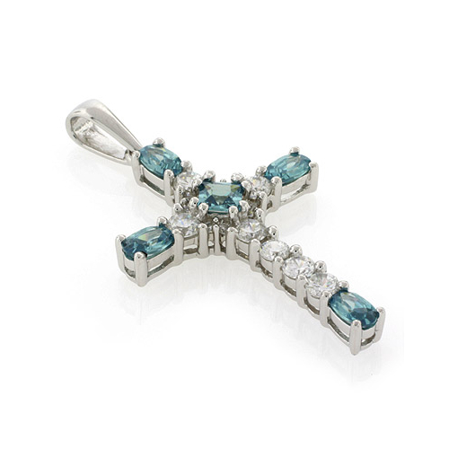 Silver Cross Alexandrite Pendant