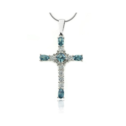 Silver Cross Alexandrite Pendant