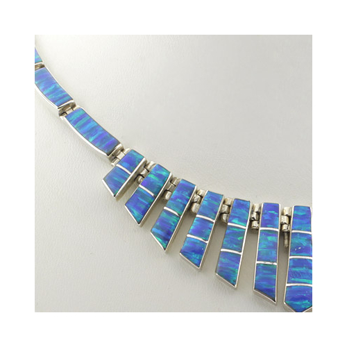 Mexican Blue Opal Sterling Silver Necklace